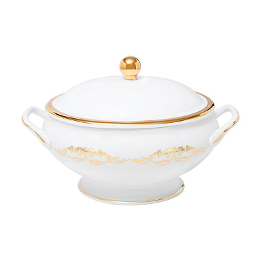 Супница, 33х22 см, 3,28 л, фарфор, серия Imperio Gold