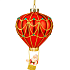 Игрушка новогодняя стеклянная "Дед мороз на воздушном шаре" диаметр 7,5 см, высота 14 см