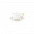 Чашка чайная фарфоровая, NC PREMIUM GOLD, объем 230 мл, Блюдце фарфоровое, OLYMPUS PREMIUM GOLD, д. 15 см