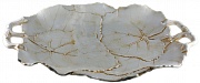 Блюдо-поднос с ручками керамическое "Виноградные листья", размер: 53x37 см бежевое