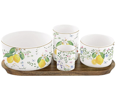 Набор для сервировки фарфоровый FLEURS ET CITRONS в подарочной упаковке