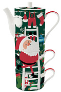 Набор фарфоровый SANTA'S OUTFITS: чайник, чашки (2 шт) в подарочной упаковке