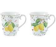 Набор кружек фарфоровых FLEURS ET CITRONS (2 шт), объём 275 мл в подарочной упаковке  магазин «Аура Дома»