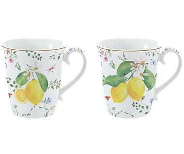 Набор кружек фарфоровых FLEURS ET CITRONS (2 шт), объём 275 мл в подарочной упаковке