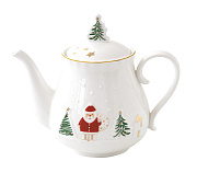 Чайник заварочный фарфоровый LET IT SNOW, объем 850 мл в подарочной упаковке  магазин «Аура Дома»