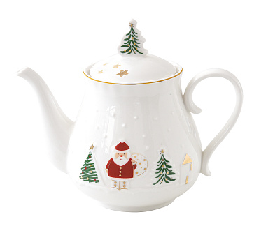 Чайник заварочный фарфоровый LET IT SNOW, объем 850 мл в подарочной упаковке