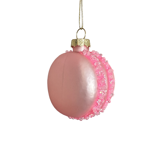 Игрушка новогодняя стеклянная "Макарунс pink" диаметр 5,7 см, высота 7,3 см