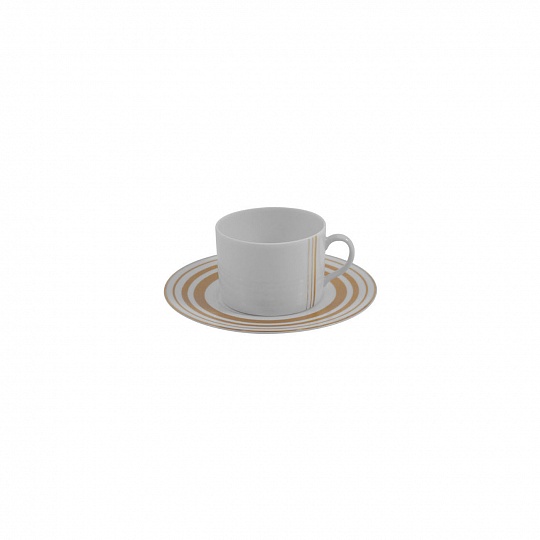 Чашка чайная (230 мл) с блюдцем (16 см), фарфор, серия GOLDEN STRIPES