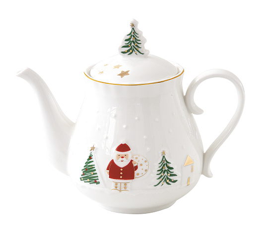Чайник заварочный фарфоровый LET IT SNOW, объем 850 мл в подарочной упаковке