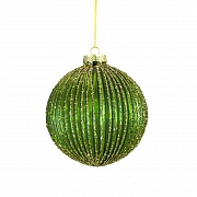Игрушка елочная декоративная шар, стекло, д. 8 см (зелёная)