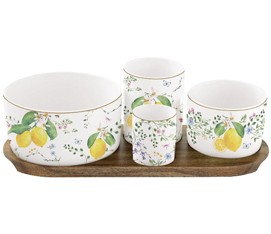 Набор для сервировки фарфоровый FLEURS ET CITRONS в подарочной упаковке
