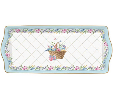 Блюдо сервировочное фарфоровое SPRING BLOOM, размер: 35x15 см в подарочной упаковке