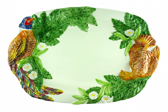 Блюдо овальное, керамика, 62x42 см, серия "Фазаны", цветное