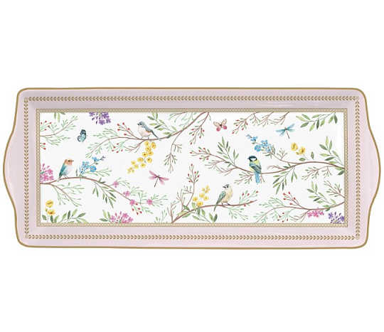 Блюдо сервировочное фарфоровое BIRDS MELODY, размер: 35x15 см в подарочной упаковке