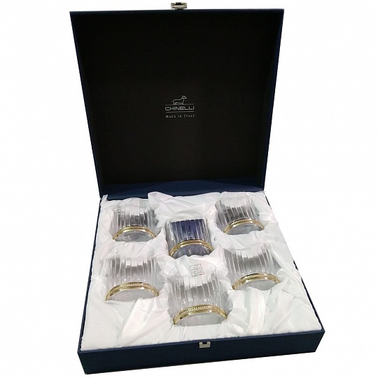 Набор стаканов для виски TRAFORATO (6 шт) в подарочной упаковке (золото)