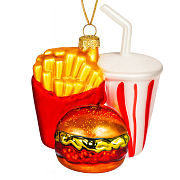 Игрушка новогодняя стеклянная "Новогодний McDonald’s"  диаметр 8,5 см, высота 11,5 см  магазин «Аура Дома»