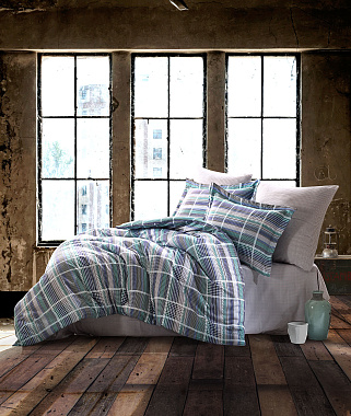 Комплект постельного белья PLAID MAVI, состав: 100% хлопок, размер: евро