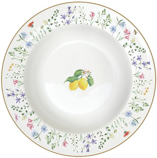 Тарелка суповая фарфоровая FLEURS ET CITRONS, д. 21,5 см