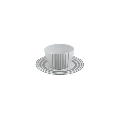 Соусник (250 мл) с блюдцем (16 см), фарфор, серия SILVER STRIPES