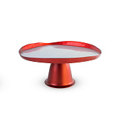 Блюдо стеклянное на ножке 28 см ,Red and silver colour ,  в подарочной упаковке  магазин «Аура Дома»