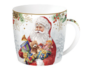 Кружка фарфоровая SANTA IS COMING, объем 350 мл в подарочной упаковке  магазин «Аура Дома»