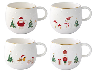 Кружка фарфоровая LET IT SNOW, объем 400 мл в подарочной упаковке