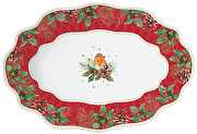 Блюдо сервировочное фарфоровое CHRISTMAS BERRIES, размер: 30x21 см в подарочной упаковке