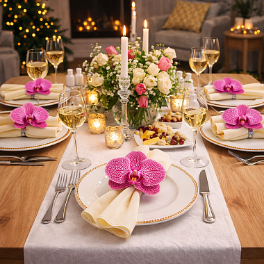 Кольцо для салфеток Орхидея, 1 шт. РОЗОВАЯ В КРАПИНКУ