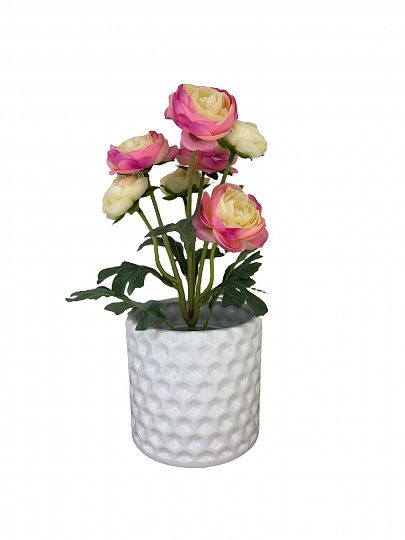 Кашпо цветочное керамическое декоративное, цвет белый, 12,8x12,8x12,2 см. Китай