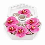 Набор колец для салфеток Орхидея, 6 шт. РОЗОВАЯ В КРАПИНКУ  магазин «Аура Дома»