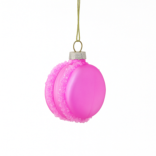 Игрушка новогодняя стеклянная "Макарунс pink" диаметр 5,7 см, высота 7,3 см