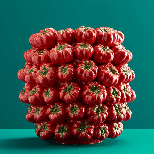 Ваза "Помидор", красная керамика, 33,5x32x33 см, ручная работа