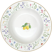 Тарелка суповая фарфоровая FLEURS ET CITRONS, д. 21,5 см  магазин «Аура Дома»