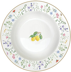 Тарелка суповая фарфоровая FLEURS ET CITRONS, д. 21,5 см