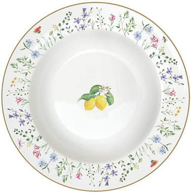 Тарелка суповая фарфоровая FLEURS ET CITRONS, д. 21,5 см