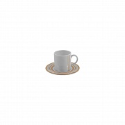 Чашка кофейная (90 мл) с блюдцем (11 см), фарфор, серия GOLDEN STRIPES PORCEL магазин «Аура Дома»