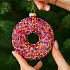 Игрушка новогодняя стеклянная "Розовый пончик"  диаметр 9,5 см, высота 11 см