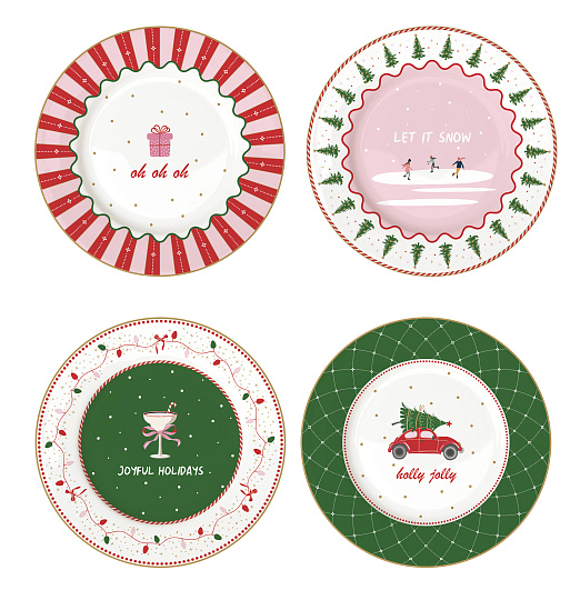 Набор тарелок фарфоровых CHRISTMAS TWIST (4 шт), д. 19,5 см в подарочной упаковке