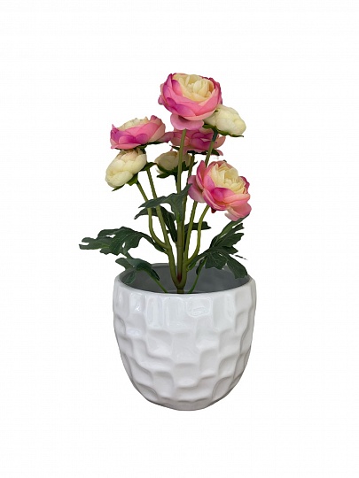 Кашпо цветочное керамическое декоративное, цвет белый, размер: 15,3x15,3x12,5 см			