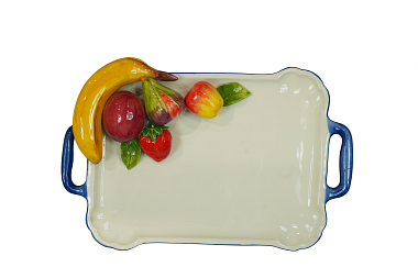 Поднос прямоугольный с ручками керамический "Фрукты", размер: 36х26 см
