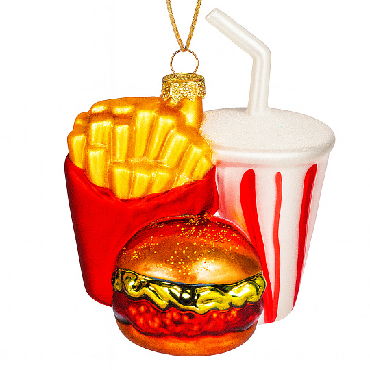 Игрушка новогодняя стеклянная "Новогодний McDonald’s" диаметр 8,5 см, высота 11,5 см
