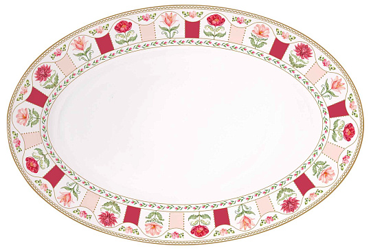 Блюдо сервировочное фарфоровое FLOWERY, размер: 35x23,5 см в подарочной упаковке