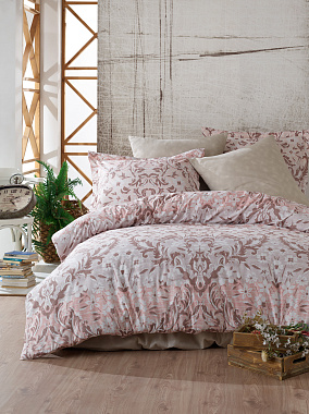 Комплект постельного белья FLORAL PEMBE, состав: 100% хлопок, размер: евро