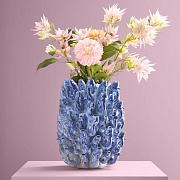 Ваза "Стая рыб", синяя керамика, 24x24x32 см, ручная работа  магазин «Аура Дома»