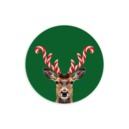 Блюдо стеклянное 30 см , CANDY CANE ANTLERS