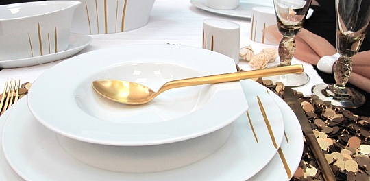 Набор столовой посуды обеденный, 41 предмет, фарфор, серия GOLDEN TOUCH