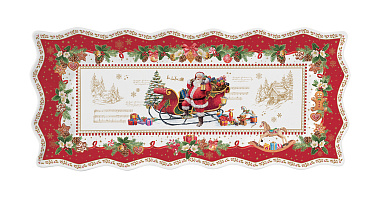 Блюдо сервировочное фарфоровое CHRISTMAS MEMORIES, размер: 40x18 см в подарочной упаковке