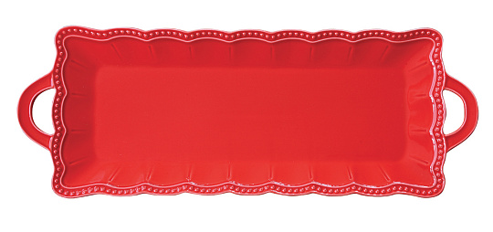 Блюдо сервировочное фарфоровое ELITE RED, размер: 43x16 см