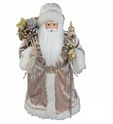 Дед Мороз в кремовой бархатной шубе 45 см  магазин «Аура Дома»