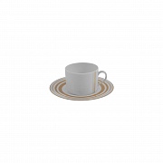 Чашка чайная (230 мл) с блюдцем (16 см), фарфор, серия GOLDEN STRIPES PORCEL магазин «Аура Дома»